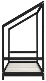 Giroletto per bambini nero 2x(80x200) cm legno massello di pino