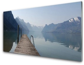 Quadro acrilico Paesaggio della montagna del lago del molo 100x50 cm