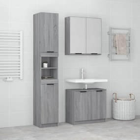 Set Mobili Da Bagno 3 Pz Grigio Sonoma İn Legno Multistrato /