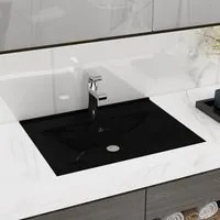 Lavandino con Foro Rubinetto Nero Opaco 60x46 cm in Ceramica cod mxl 53396