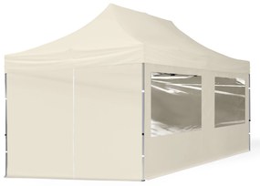 TOOLPORT 3x6m gazebo pieghevole con laterali (finestre panoramiche), ECONOMY alluminio, crema - (59023)