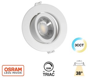 Faro da Incasso 12W CCT  Ø90mm 38° Orientabile Dimmerabile  OSRAM LED Colore Bianco Variabile CCT