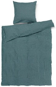Set copripiumino e federa verde e blu in crêpe per letto singolo 140x200 cm Bæk&amp;Bølge – JUNA