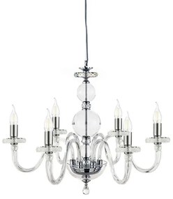 Lampada a sospensione D72 cm BACH senza paralume in vetro trasparente 6 LUCI CROMO