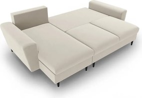 Divano angolare beige allungabile e con contenitore con rivestimento in velluto Kyoto – Cosmopolitan Design