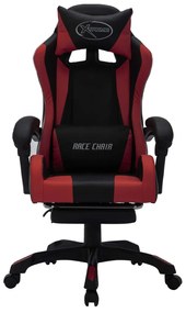 Sedia da gaming con luci a led rgb rosso vino e nera similpelle