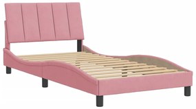 Giroletto con testiera rosa 100x200 cm in velluto