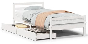 Letto senza materasso bianco 90x200 cm legno massello di pino