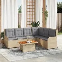 Set Divani da Giardino 5 pz con Cuscini in Polyrattan Beige 3262473