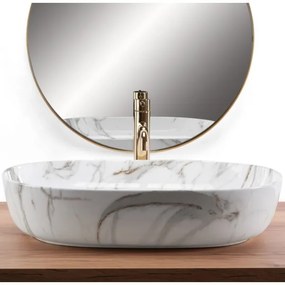 REA-U9656 - Lavabo da appoggio CLEO 41 x 60,5 cm in ceramica/effetto marmo