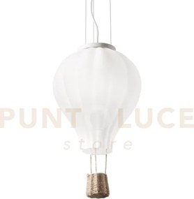 Dream big lampadario mongolfiera in vetro soffiato bianco e corda 1...