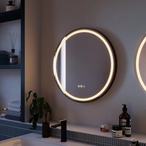 Specchio Remix con illuminazione integrata bagno tondo SENSEA L 60 x H 60 x P 3 cm grigio