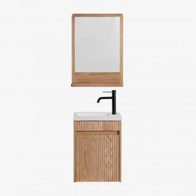 Set Mobili Da Bagno In Frassino Con Lavabo Integrato Narek Marrone Frassino & Rectangular Madera (50x70 Cm) Mazure & Nero ↑20 Cm - Sklum