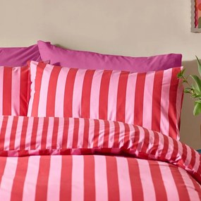 Set copripiumino e federa rosso/rosa per letto singolo 135x200 cm Stripe Tease – Sassy B