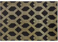 Tappeto Nero con Motivo Geometrico dorato Viscosa e Cotone 160 x 230 cm Stile Modern Glam