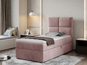 Letto singolo boxspring Ilenia - Tessuto rosa