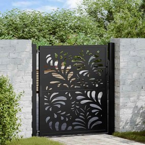 Cancello Giardino Nero 105x106 Cm İn Acciaio Design Ondulato /