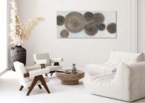 AGAVE quadro dipinto a mano Wood circles 2 150×70