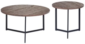 Set di 2 tavolini legno scuro e nero TIPPO Beliani
