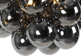 Lampada a sospensione smart nera con vetro fumé 8 luci rotonda incl. 8 Wifi G9 - Uvas