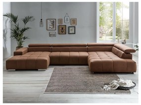 Divano angolare a U TROPEA, lato destro, marrone
