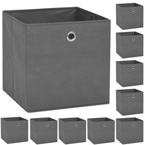 Contenitori 10 Pz İn Tessuto Non Tessuto 32x32x32 Cm Grigio /