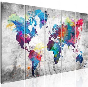 Quadro World Map  Spilt Paint  Colore Grigio, Dimensioni e Misure 225x90