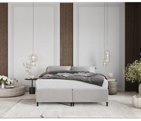 Letto matrimoniale imbottito grigio chiaro con contenitore 200x200 cm Tate - Maison de Rêve