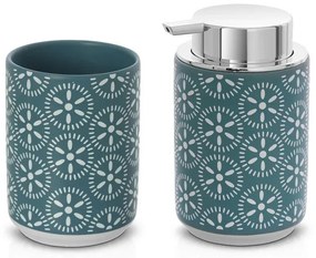 Set accessori bagno da appoggio 2 pezzi in ceramica turchese cobalto Circus