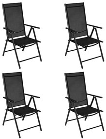 Set mobili da pranzo per giardino 5 pz in alluminio nero