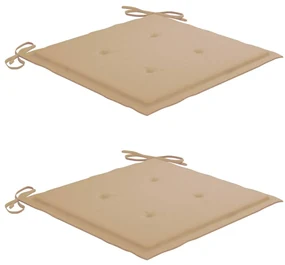 Sedie da giardino 2 pz con cuscini beige massello di teak