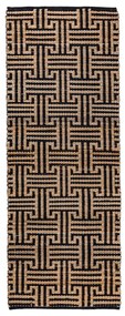 Passatoia nera/di colore naturale in misto iuta tessuta a mano 80x230 cm Meander Jute – Flair Rugs