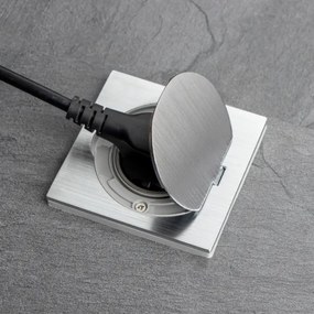 Brilagi - Presa a pavimento da incasso per esterno IP55 cromo opaco quadrato