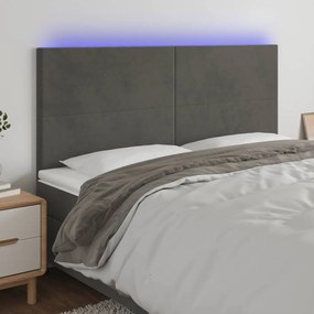 Testiera A Led Grigioscuro 180x5x118/128cm İn Velluto /