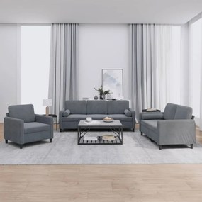 Set Di Divani 3 Pz Con Cuscini Grigio Scuro İn Velluto /