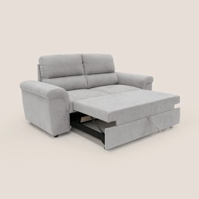 Minerva divano con pouf estraibile poggiapiedi in tessuto morbido impermeabile T02 grigio chiaro