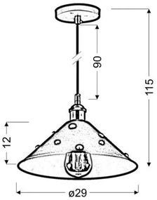 Lampadario a sospensione con filo SCRIMI 1xE27/60W/230V