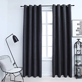 Tende Oscuranti Con Anelli İn Metallo 2 Pz Antracite 140x225 Cm /