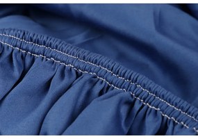 Lenzuolo blu scuro in cotone sateen elasticizzato 140x200 cm - Mijolnir