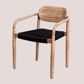 Confezione da 4 sedie da giardino con braccioli in legno Naele Nero - Sklum