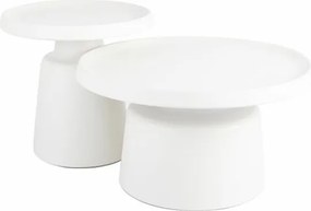 Set di 2 Tavolini da caffè Rodos in bianco/grigio - ø50/ø70