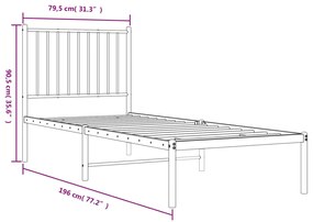 Giroletto con Testiera Metallo Bianco 75x190 cm