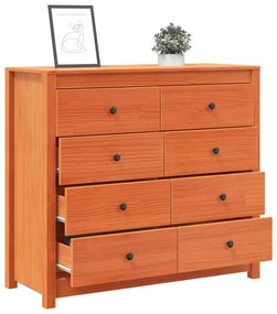 Armadietto marrone cera 100x40x90 cm in legno massello di pino