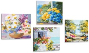 Set di quadri – Fiori dipinti in vaso con natura