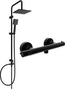 Mexen Tord set doccia esterno con soffione e miscelatore termostatico Slim, nero - 77105200-70