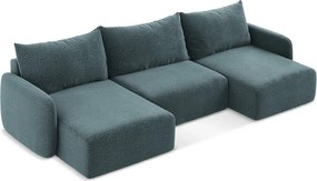 Divano angolare turchese allungabile/con contenitore Kalena – Makamii