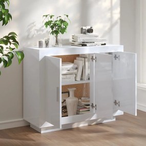 Credenza bianco lucido 92x35x75 cm in legno compensato