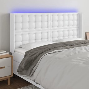 Testiera Ad Orecchio Bianco 183x16x118/128 Cm İn Similpelle /