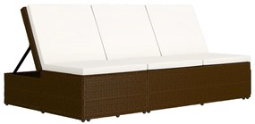 Lettino prendisole trasformabile con cuscino polyrattan marrone