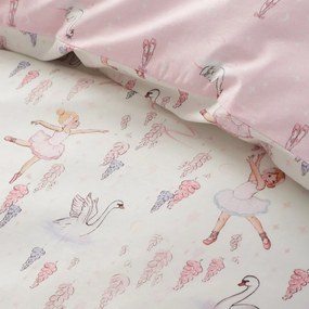Set copripiumino e federa da bambini bianco e rosa in cotone per letto matrimoniale 200x200 cm Ballerina – Belle &amp; Boo